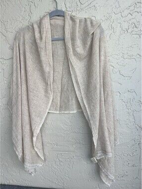 EcoLuxe Synergy Organic Clothing 100% Pashmina Wool Draped Scarf Wrap OS